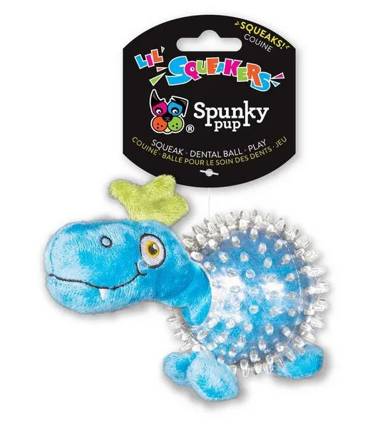 1ea Spunky Pup Dino In Clear Spiky Ball - Toys